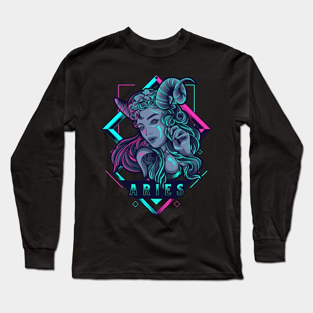 Zodiac ARIES NEON Series Long Sleeve T-Shirt by ZODIAC HOLIC